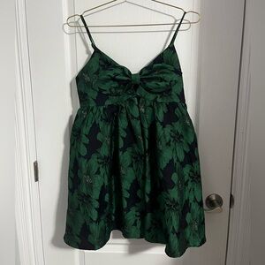 Emerald Leaf Print Dress